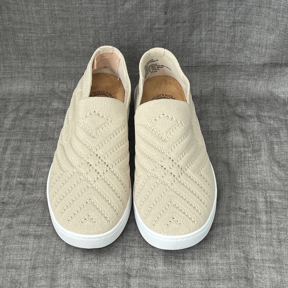 White Mountain Beige Knit Slip-On Sneakers